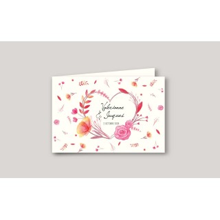 Faire part mariage KASSIOPEE COEUR en fleurs aquarelle tendre de douceur en couleur pastels