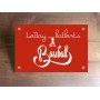 plaque plexiglas rouge, gravure Lettres blanches logo baseball