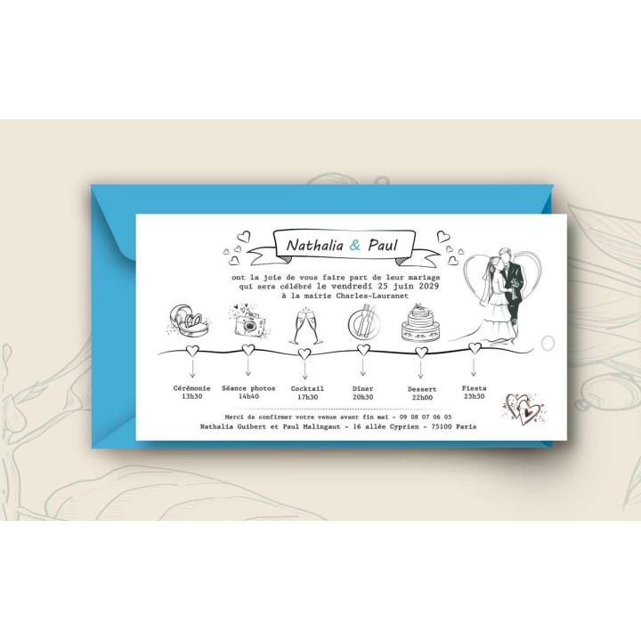 FAIRE PART invitation MARIAGE  aux symboles de ceremonie. imprimeur graveur des alpes.fr