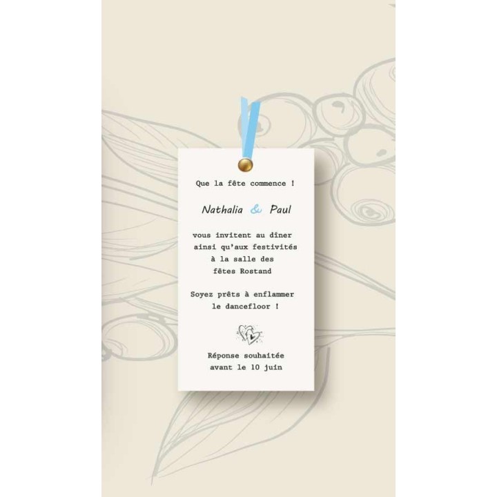 carte invitation diner   aux modèle chronologie déroulement de la journée.