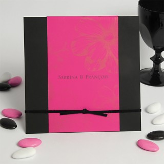 faire part mariage moderne  rose fuchsia et noir modèle Esméralda