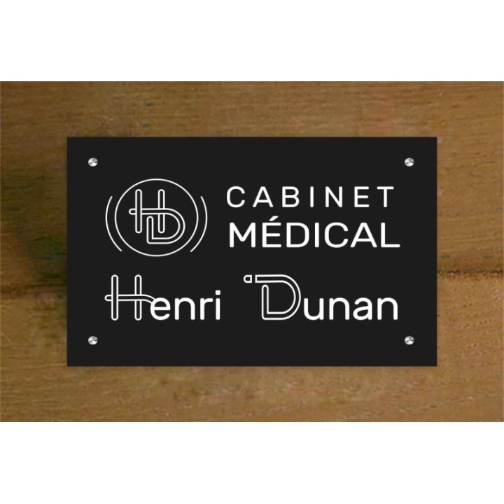 PLAQUE ECONOMIQUE NOIRE GRAVEE LETTRES BLANCHES GRENOBLE