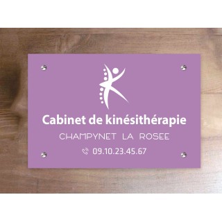 PLAQUE professionnelle économique GRAVEE violette, lettres noires, a GRENOBLE