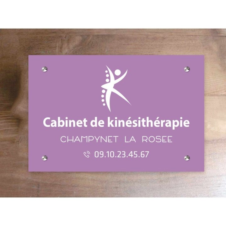 PLAQUE professionnelle économique GRAVEE violette, lettres noires, a GRENOBLE
