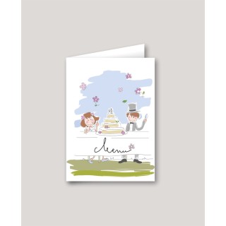 CARTON MENU MARIAGE DESIGN CORDE AU COU