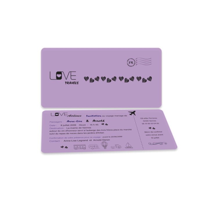 BILLETS  DE VOYAGE POUR LE MARIAGE GRENOBLE