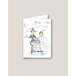 MENU  MARIAGE dessin des maries HUMOUR KALCUTA