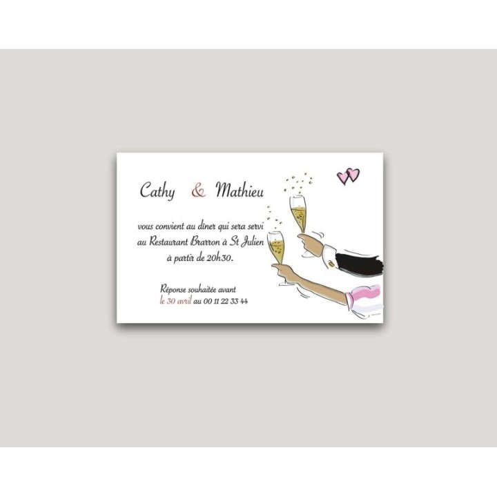 carte invitation MARIAGE LUISON,  humour maries sur le Péron de l'église