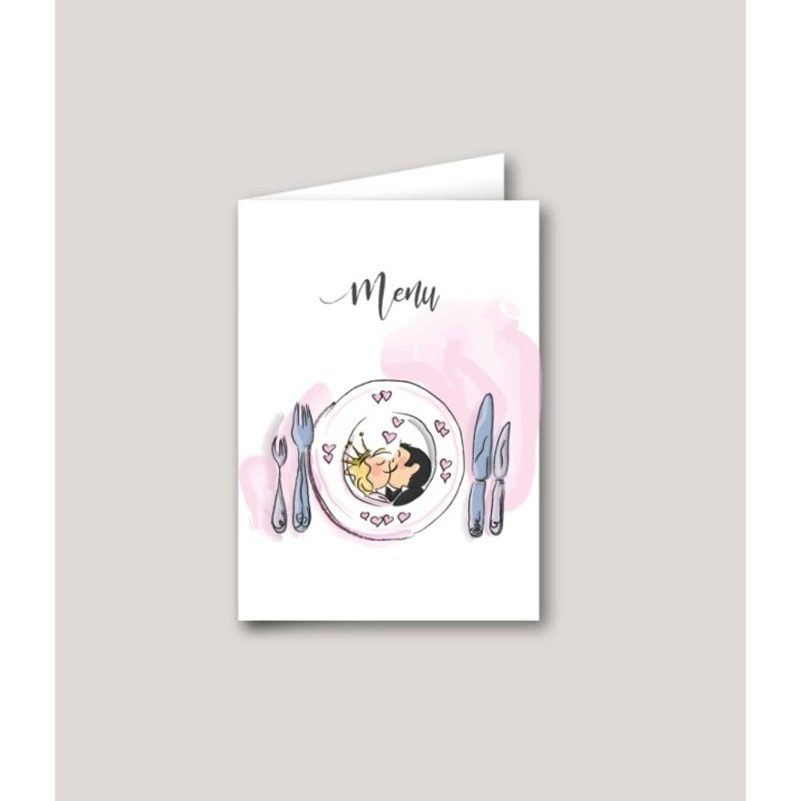 carte menu MARIAGE LUISON,  humour maries sur le Péron de l'église