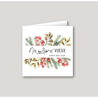 carte de vœux entreprise décorée en AIGUILLE DE PIN,