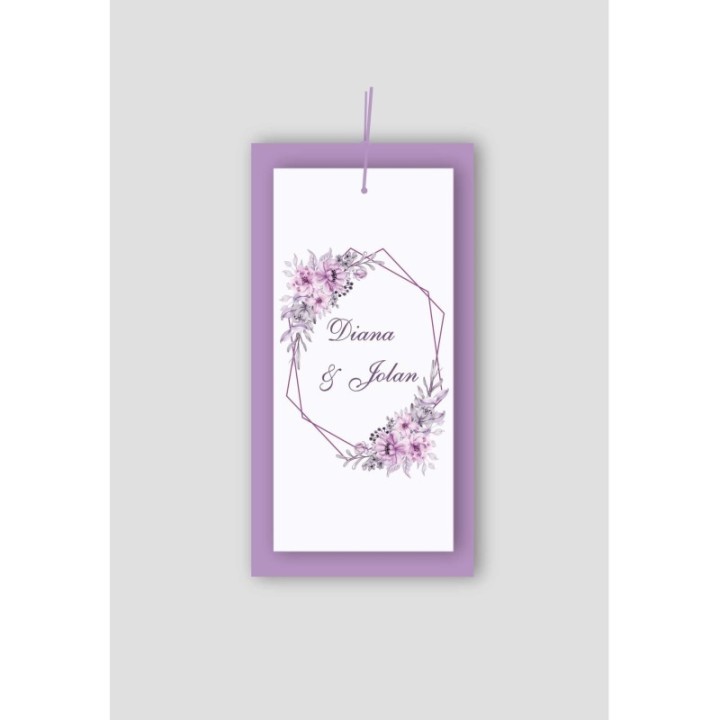 FAIRE PART MARIAGE FLEURS  AQUARELLE VIOLETTES, assemblés de 3 feuilles