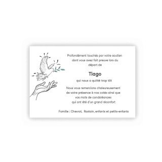 remerciements décès portée de colombe de paix