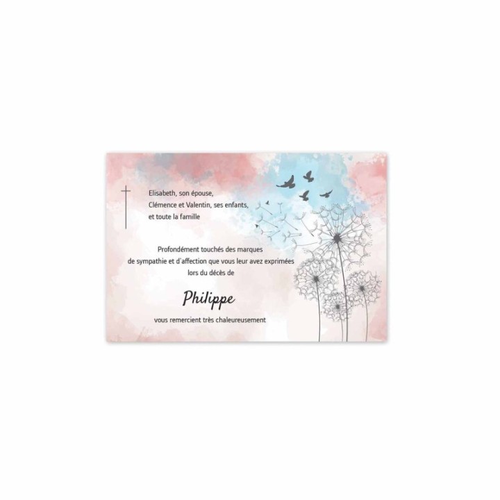 carte condoléances PISSENLIT magiques Adel'Art