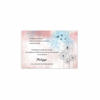 carte remerciements décès  PISSENLIT ADEL'ART