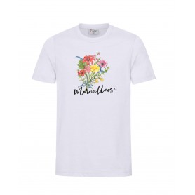 T-shirt blanc personnalise bouquet de fleurs pour maman, mamie