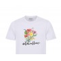 T-shirt blanc personnalise bouquet de fleurs pour maman, mamie, tata,