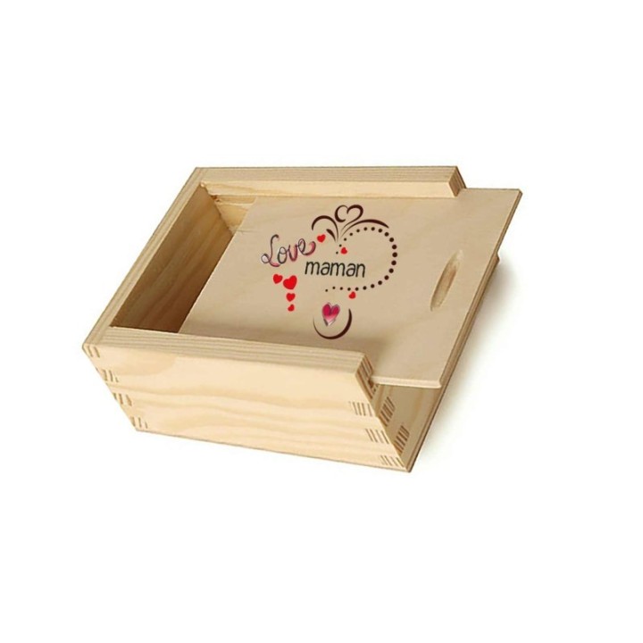 COFFRET en bois couvercle coulissant personnalisé cadeau des mamans