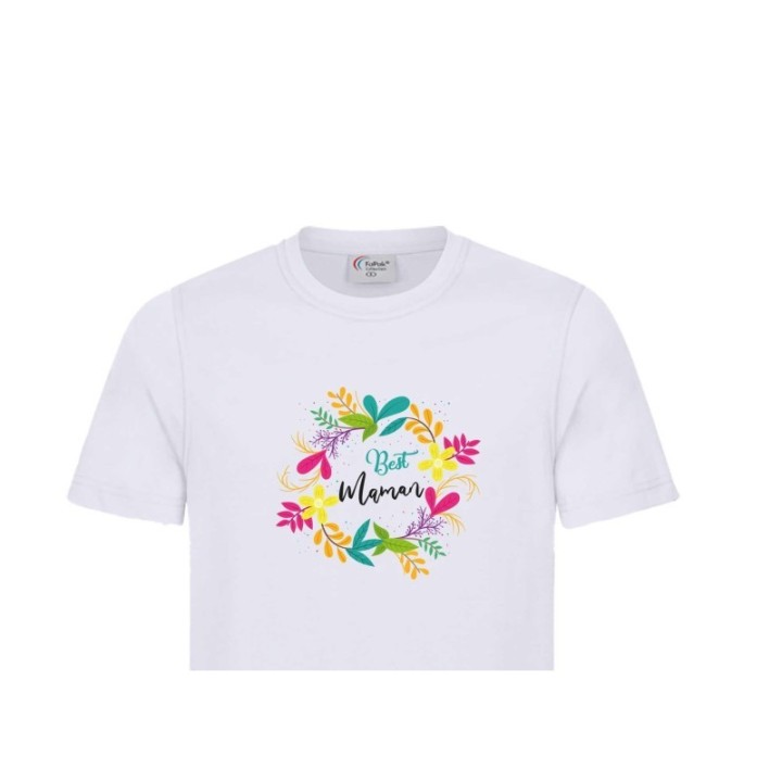 T-shirt coton personnalise  de multitude de fleurs colorées fêtes des mères,   mamie, anniversaire