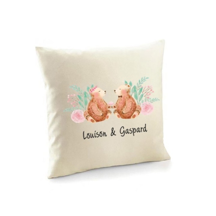 COUSSIN naturel personnalise  design couple, mariage, anniversaire
