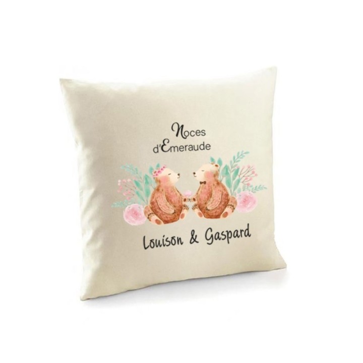 Housse de COUSSIN en coton écru cadeau, des amoureux anniversaire