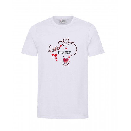 T-shirt blanc personnalise  COEUR  pour maman, mamie, anniversaire