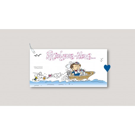 faire part mariage personnalise  signe rejoignez-nous  les amoureux en bateau