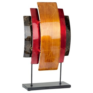 Trophée métallo d'art moderne en Métal socle noir colorisé 3 teintes