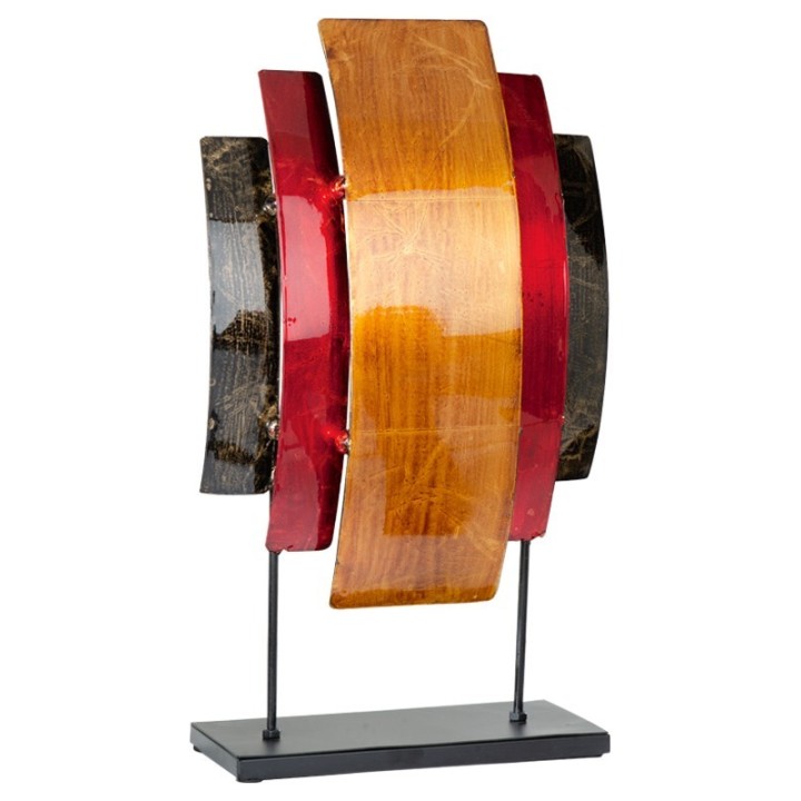 Trophée métallo d'art moderne en Métal socle noir colorisé 3 teintes