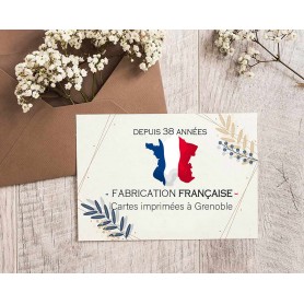 CARTE DE REMERCIEMENTS DECES FABRICATION FRANCAISE, carte imprimée à Grenoble