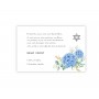 CARTE REMERCIEMENT DECES  FLEURS HORTENSIA BLEUE  symbole juifs, hébreu