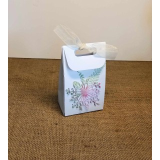 Boite a dragée FLEURS aquarelle  en 3D 
feuillage vert