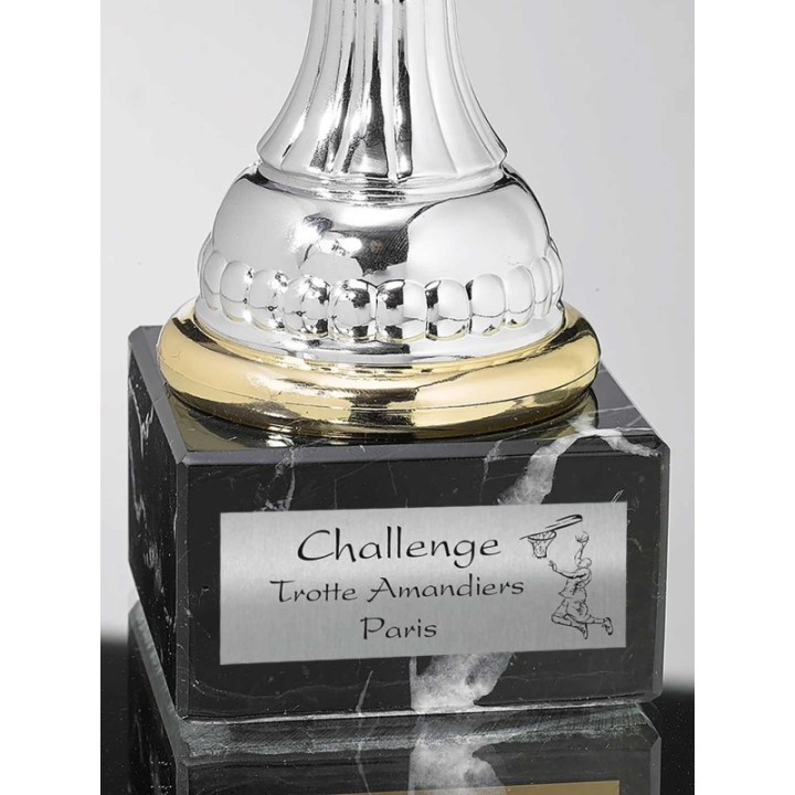 PLAQUE DE COUPE PERSONNALISEE BASKETBALL  COULEUR ARGENT