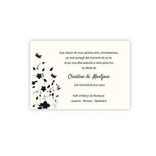 CARTE DE CONDOLEANCES BEAU FEUILLAGE HARMONIEUX NOIR ET BLANC