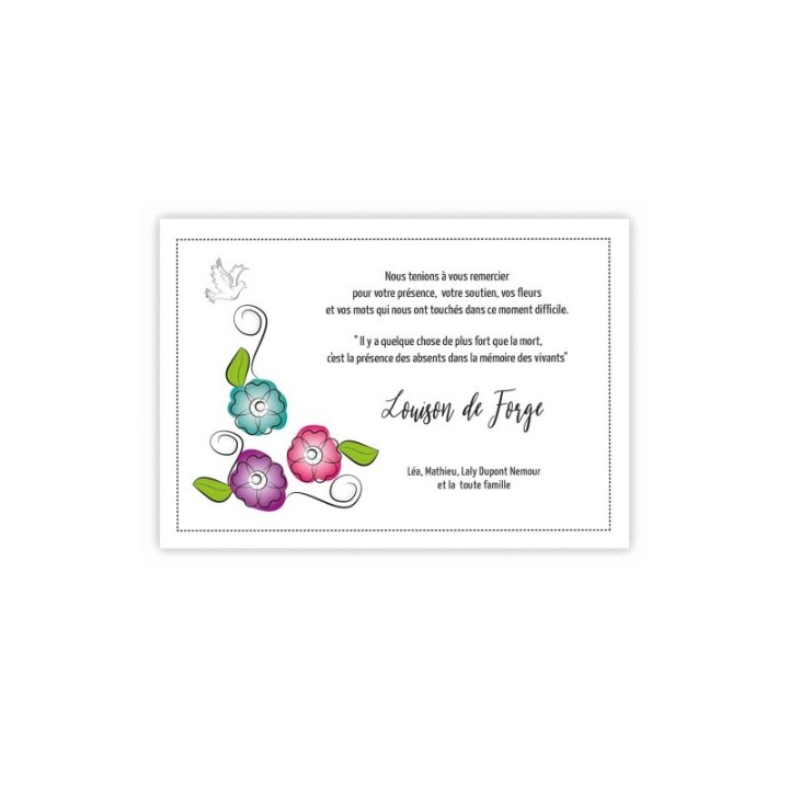 CARTE de condoléances AQUARELLE florale ART MODERNE avec un envol de papillon