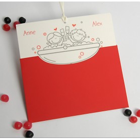 Faire-part mariage POCHETTE ROUGE DECOUPE