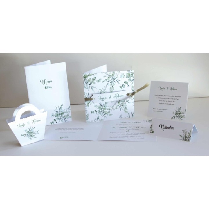 FAIRE PART MARIAGE naturel  feuilles EUCALYPTUS à Grenoble