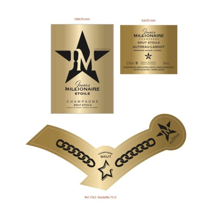 ETIQUETTE ET COLERETTE OR CHAMPAGNE JONAS