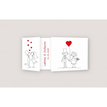 Faire part mariage design humour en 3 volets plies imprimeur-graveur-des-alpes.fr