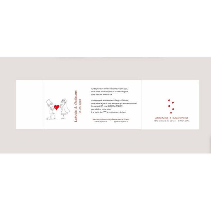 CARTE INVITATION MARIAGE design humour en 3 volets plies imprimeur-graveur-des-alpes.fr