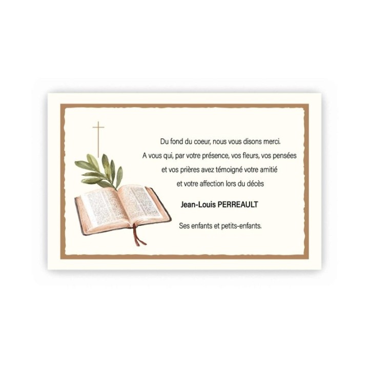 remerciements décès TRADITION, livre sacré de la bible