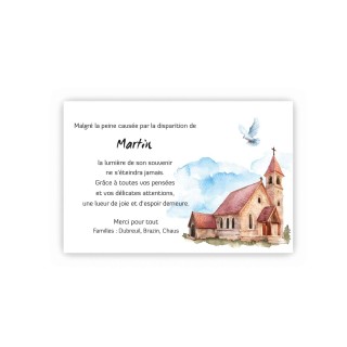 CARTE remerciement décès EGLISE DERNIERE DEMEURE, imprimeur-graveur-des-alpes.fr
