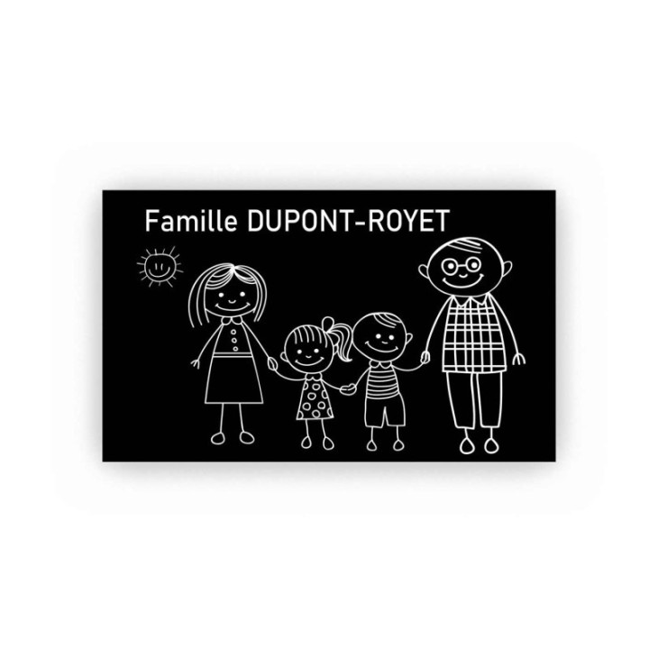 Plaque de Boîte aux Lettres NOIRE Personnalisée la Famille décor, original  gravure de qualité,  imprimeur graveur des alpes