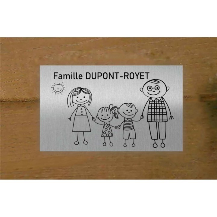 Plaque de Boîte aux Lettres ARGENT Personnalisée la Famille décor, original  gravure de qualité,  imprimeur graveur des alpes