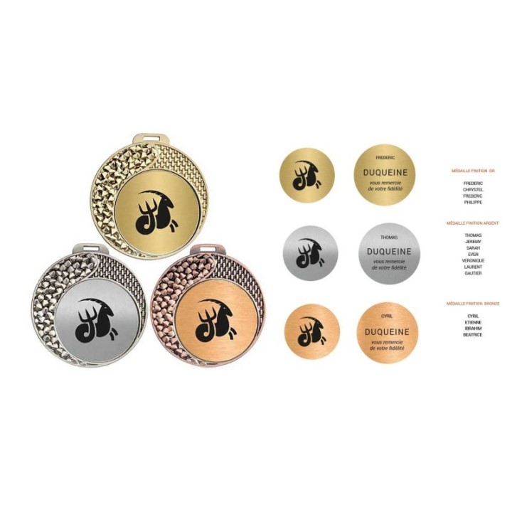 Médaille D’OR  GRAVÉE personnalisée RENDRE HOMMAGE  récompense le   mérite, le sportif, le service rendu