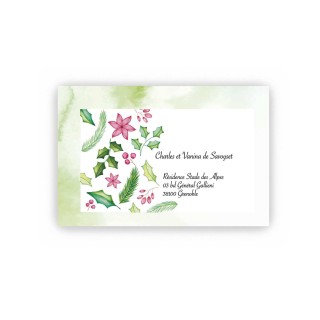 CARTE DE VISITE NOEL, thème joyeux fin d'année carte imprimée recto sur papier épais blanc 250 g,  fabrication française