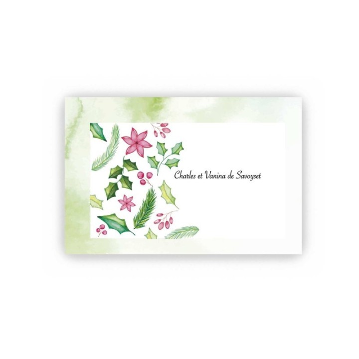 CARTE DE VISITE NOEL, joyeuse imprimée recto sur papier épais blanc 250 g,  fabrication française a Grenoble