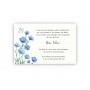 CARTE REMERCIEMENT DECES  FLEURS MYOSOTIS BLEUE ET UNE COLOMBE