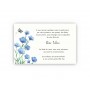 CARTE REMERCIEMENT DECES  FLEURS MYOSOTIS BLEUE ET UN PAPILLON