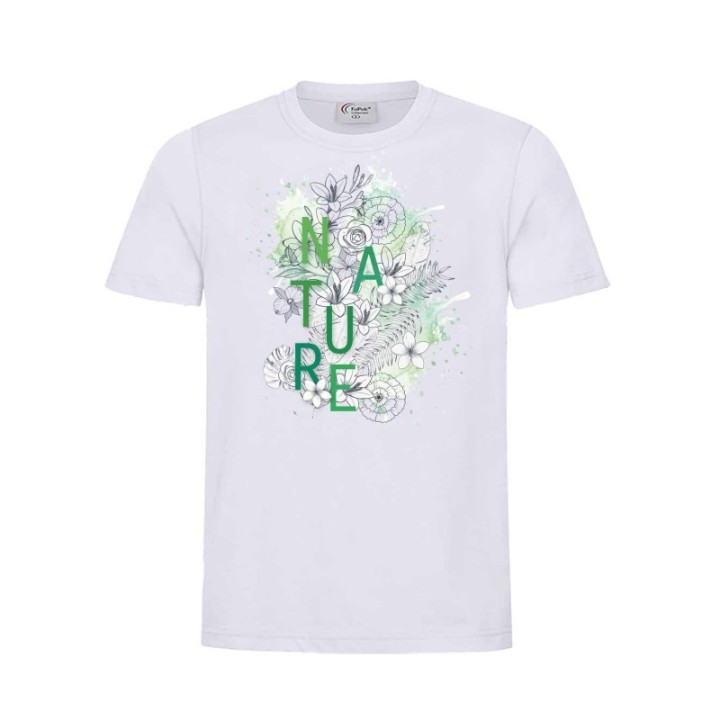 T-shirt blanc blanc  une jolie signature de la nature un design moderne