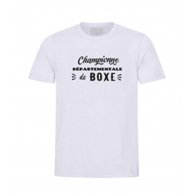 T-shirt blanc blanc DESIGN CHAMPIONNE  
DE BOXE